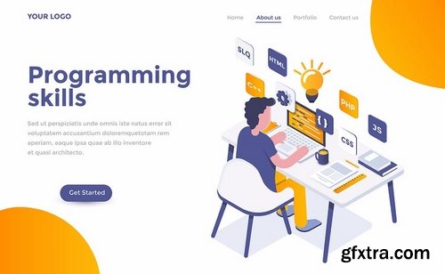 Landing page headers template on various topics