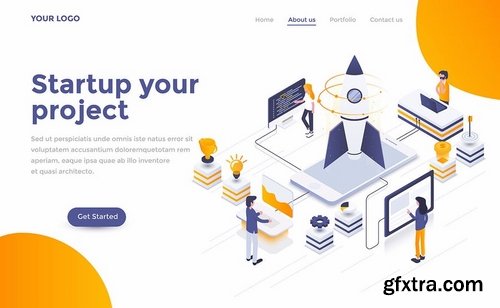 Landing page headers template on various topics