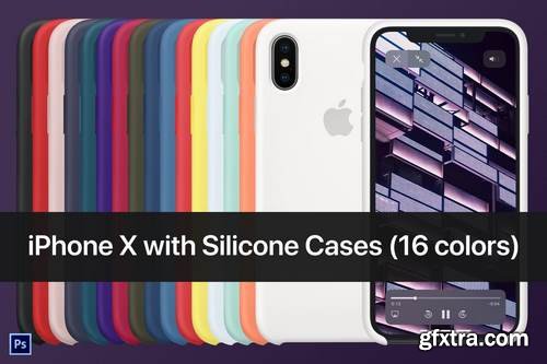 iPhone X with Silicone Case PSD Mockup