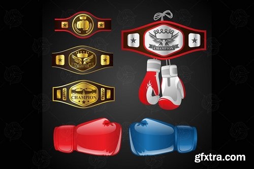 Set of MMA objects - vector realistic clip art