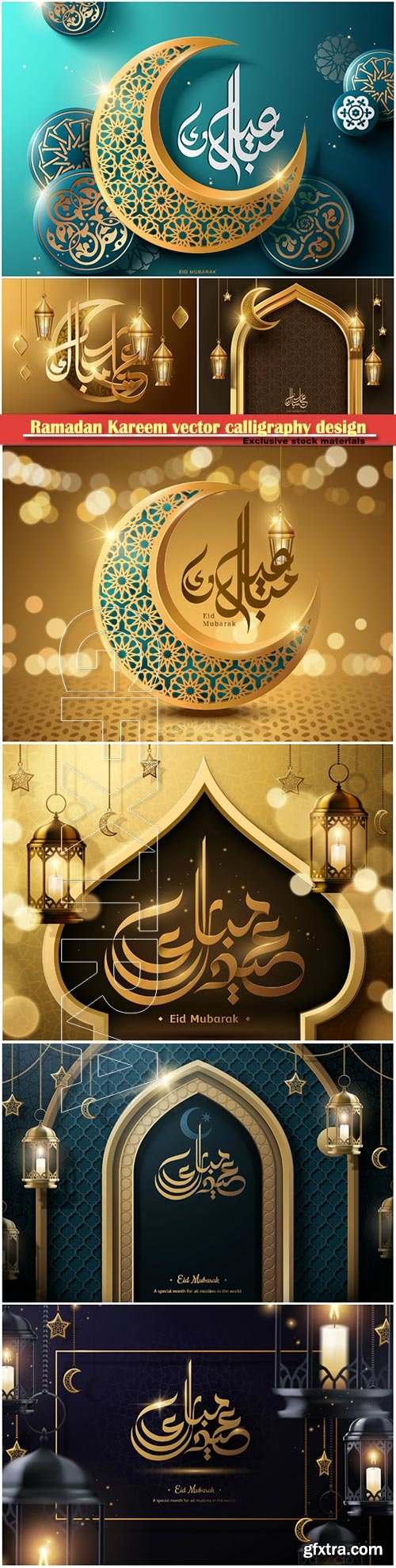 Ramadan Kareem vector calligraphy design with decorative floral pattern, mosque silhouette, crescent and glittering islamic background # 50