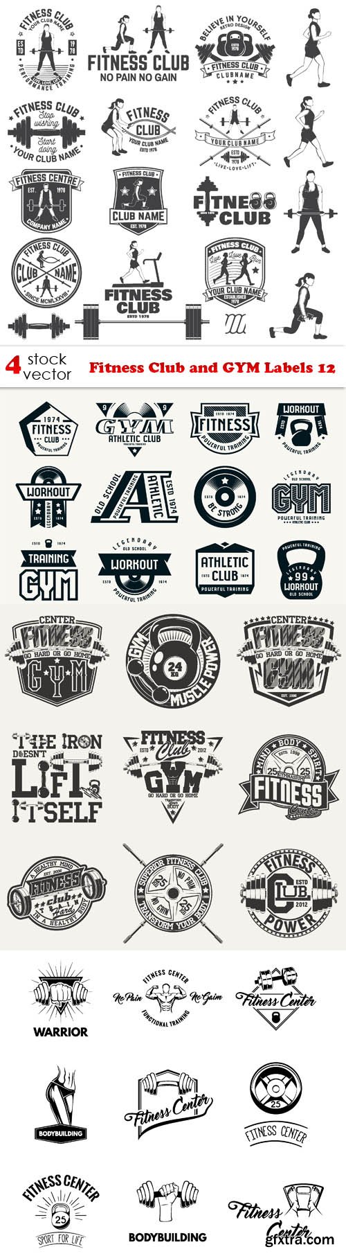 Vectors - Fitness Club and GYM Labels 12