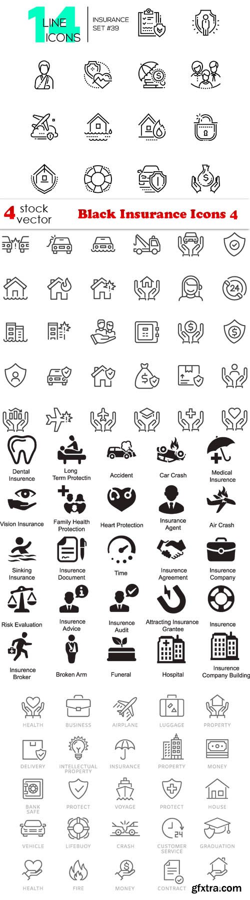 Vectors - Black Insurance Icons 4