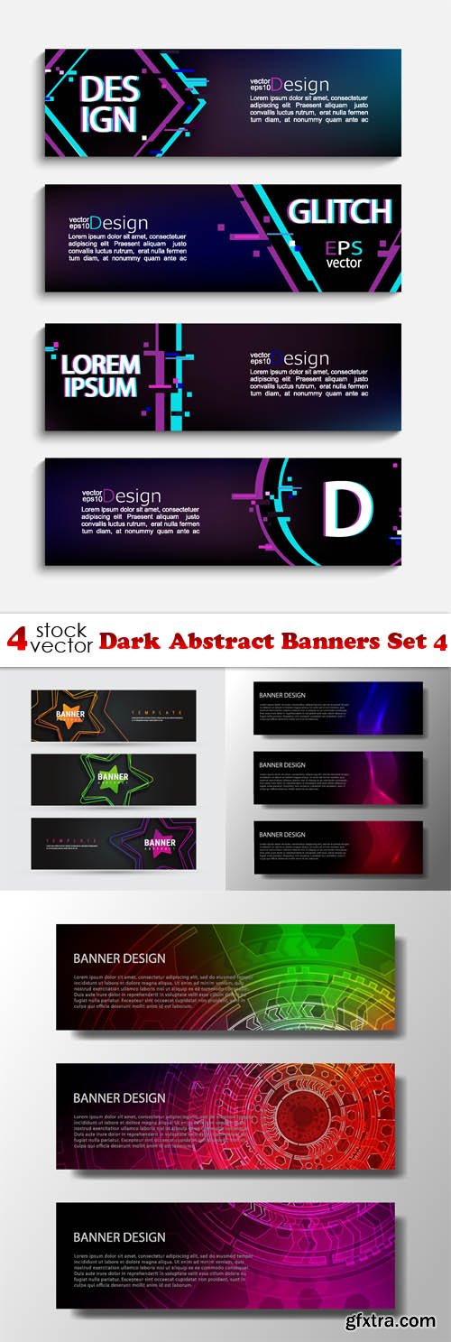 Vectors - Dark Abstract Banners Set 4