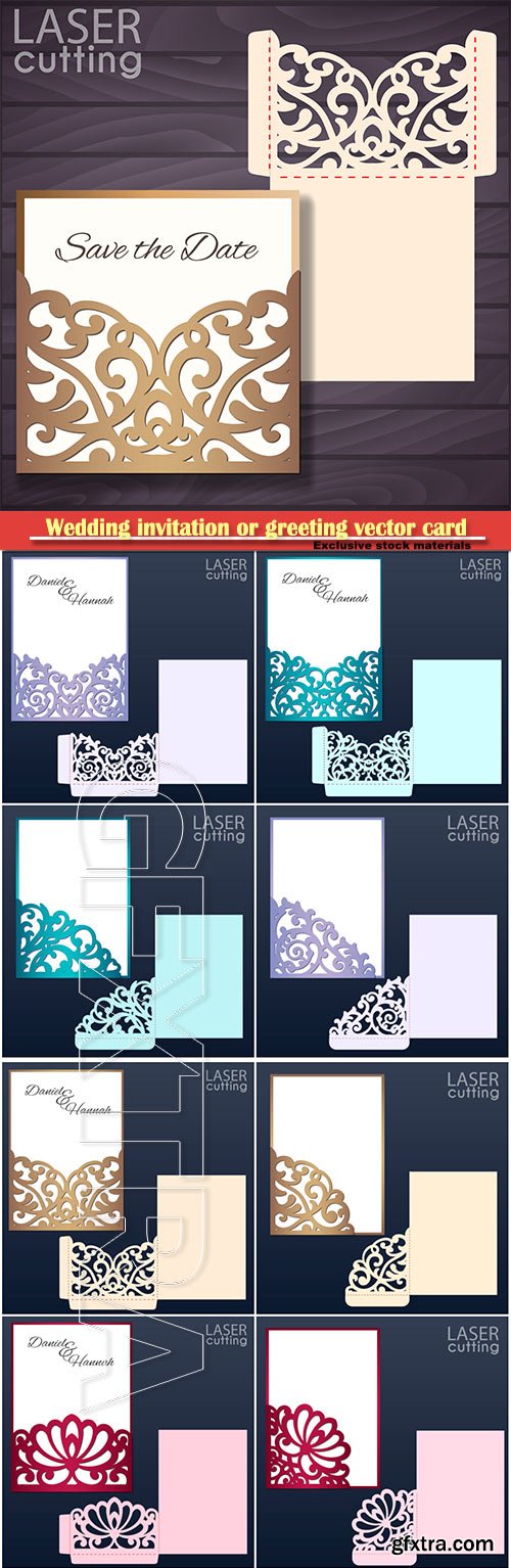 Wedding invitation or greeting vector card with abstract ornament # 3