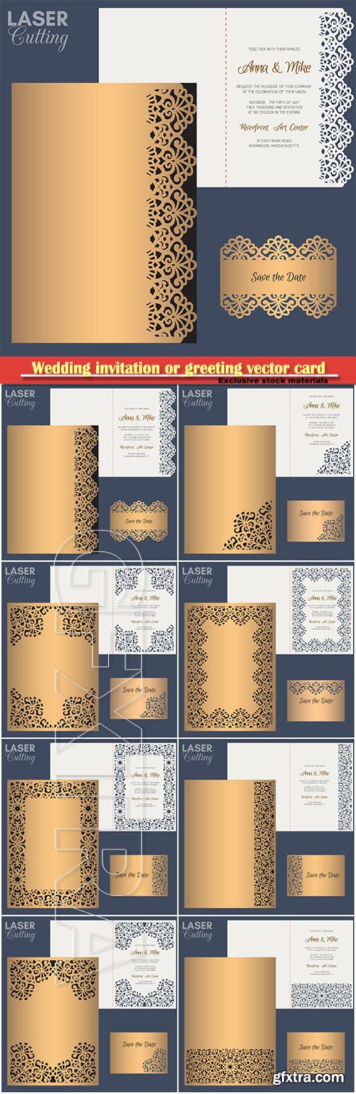 Wedding invitation or greeting vector card with abstract ornament # 4