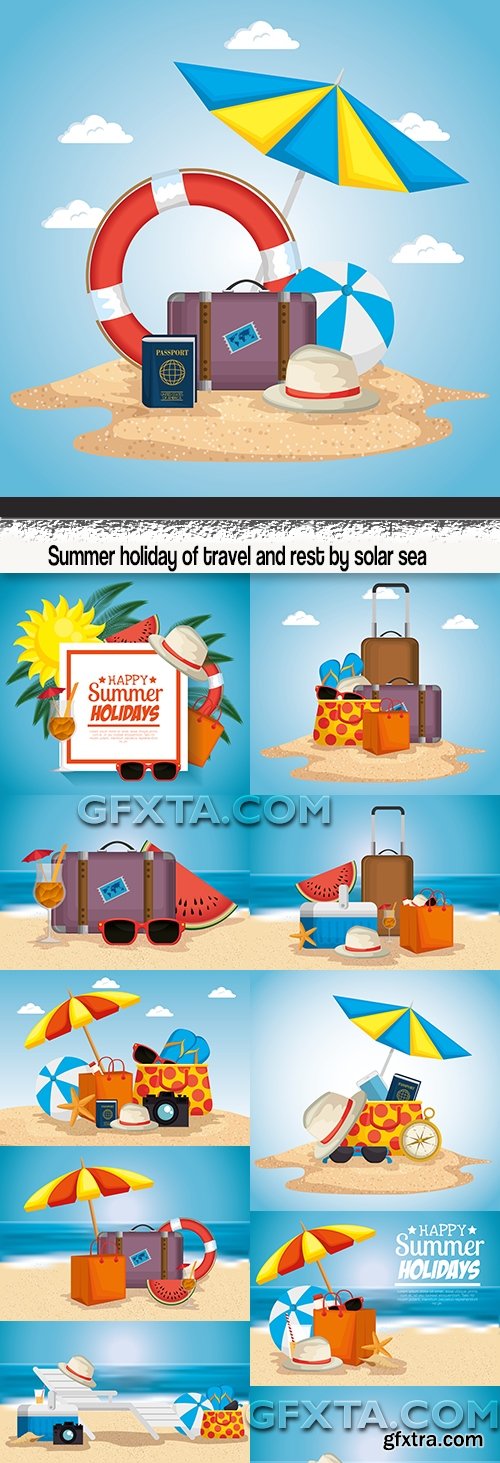 Summer holiday of travel and rest by solar sea