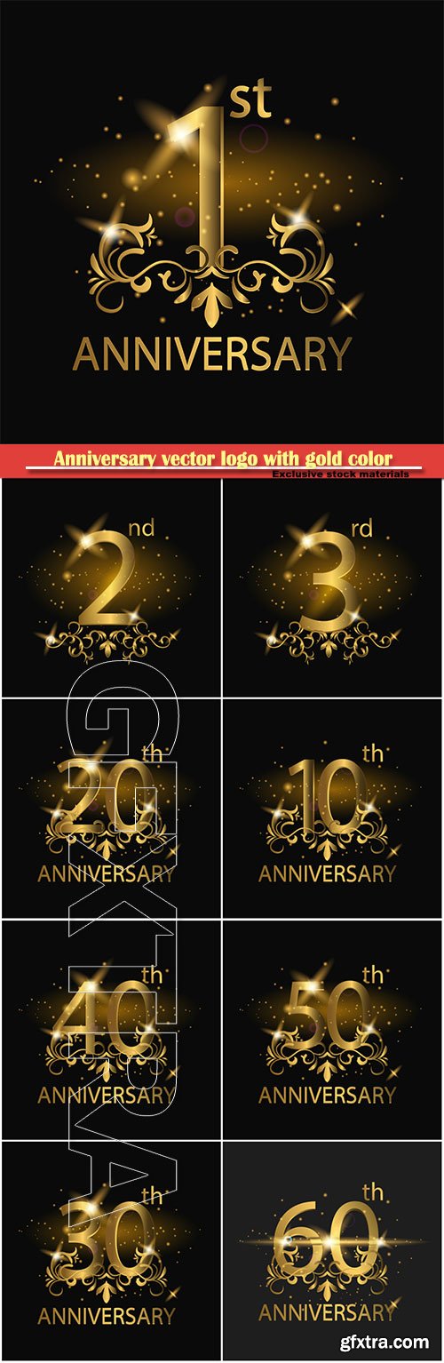 Anniversary vector logo with gold color years anniversary celebration