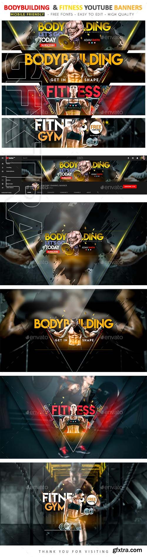 GraphicRiver - Bodybuilding & Fitness YouTube Banner 22175170