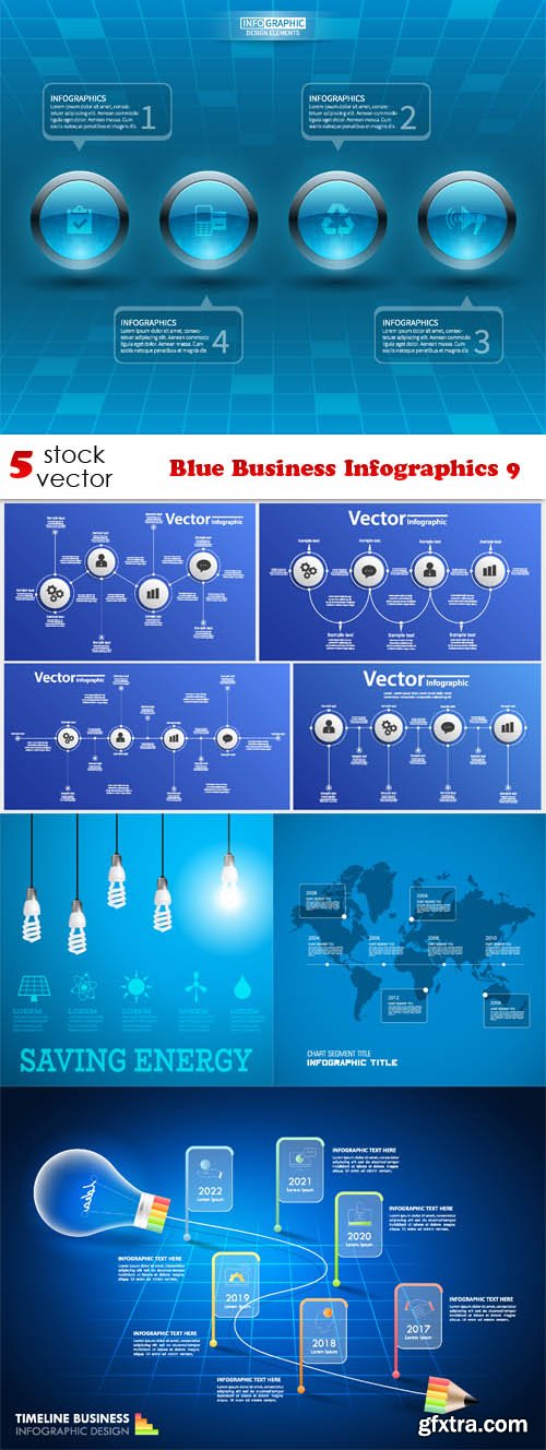 Vectors - Blue Business Infographics 9