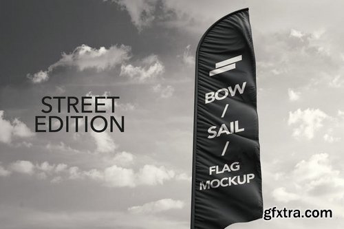 3D Flags Feather  Bow  Sail Flag Mockup