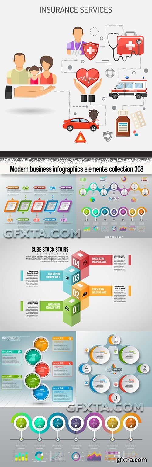 Modern business infographics elements collection 308