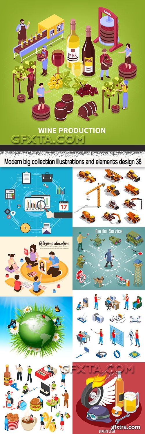 Modern big collection illustrations and elements design 38