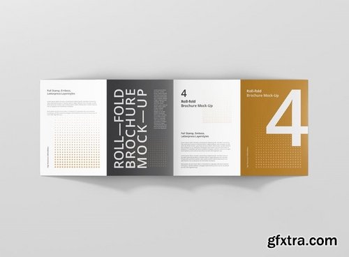 Roll Fold Brochure Mockup Din A4 A5 A6