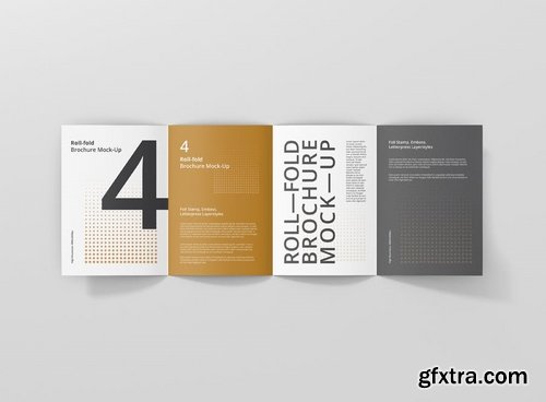 Roll Fold Brochure Mockup Din A4 A5 A6