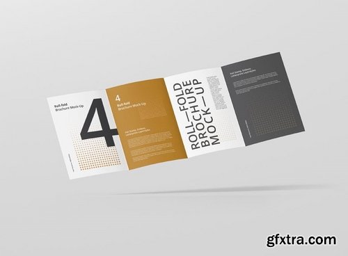 Roll Fold Brochure Mockup Din A4 A5 A6