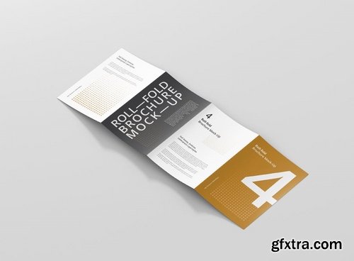 Roll Fold Brochure Mockup Din A4 A5 A6