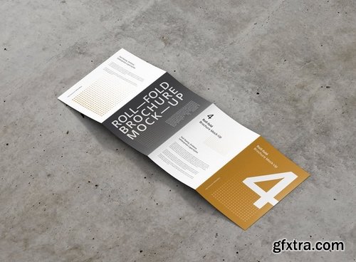 Roll Fold Brochure Mockup Din A4 A5 A6