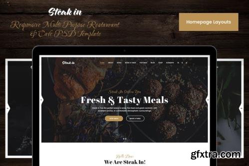 Steak In - Restaurant & Cafe PSD Template