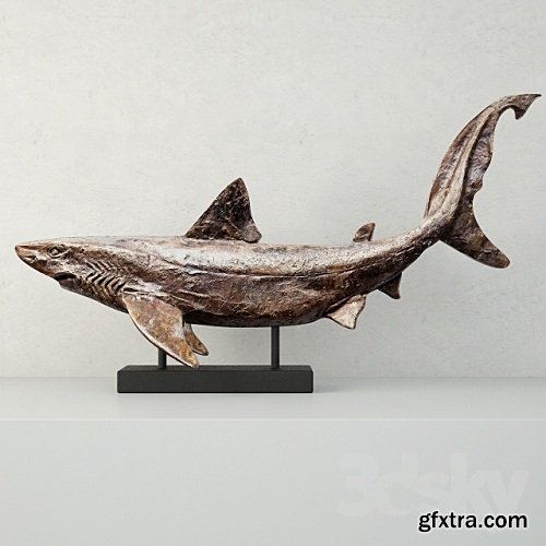 Relief of a Swimming Shark  3d Model