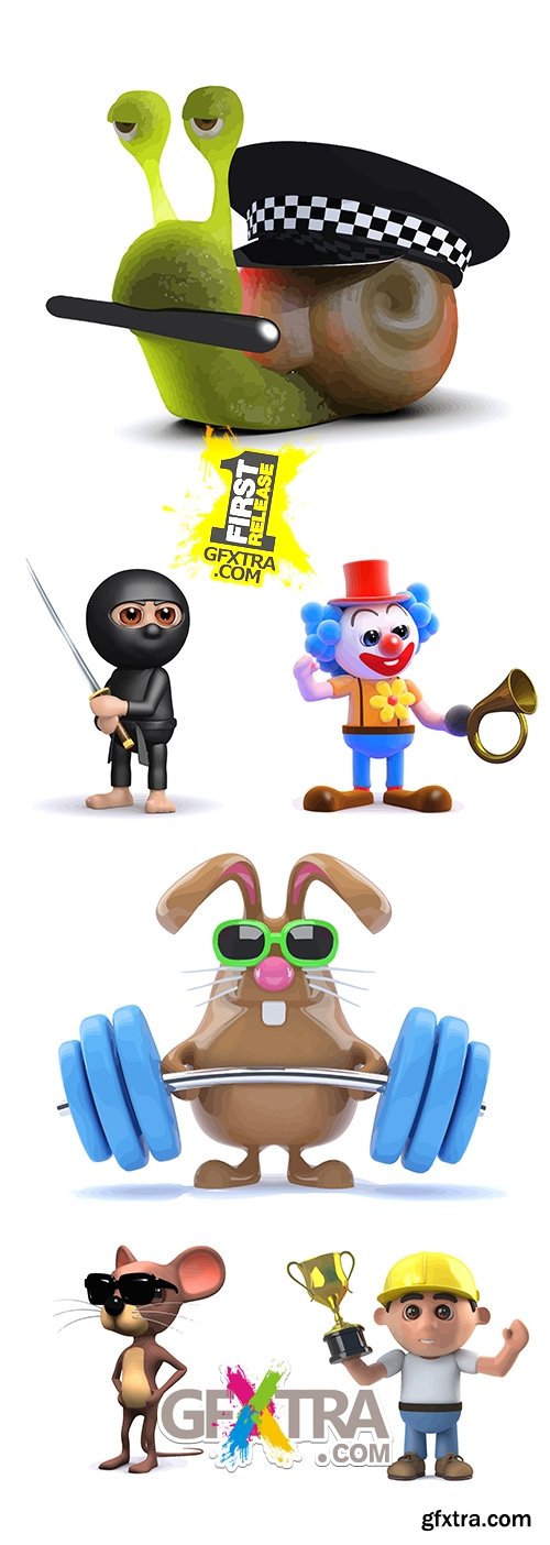 Amusing cartoon characters collection vector illustrations