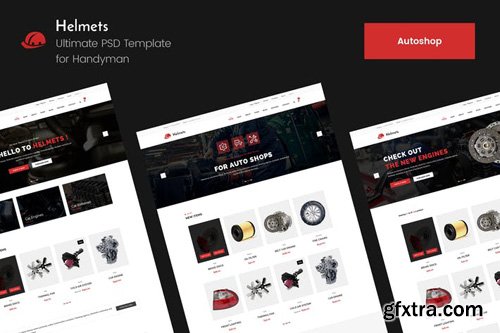 Helmets Auto PSD Template for Handyman