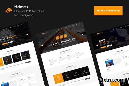 Helmets Metal Construction PSD Template Handyman