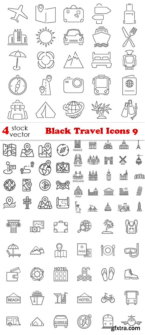 Vectors - Black Travel Icons 9