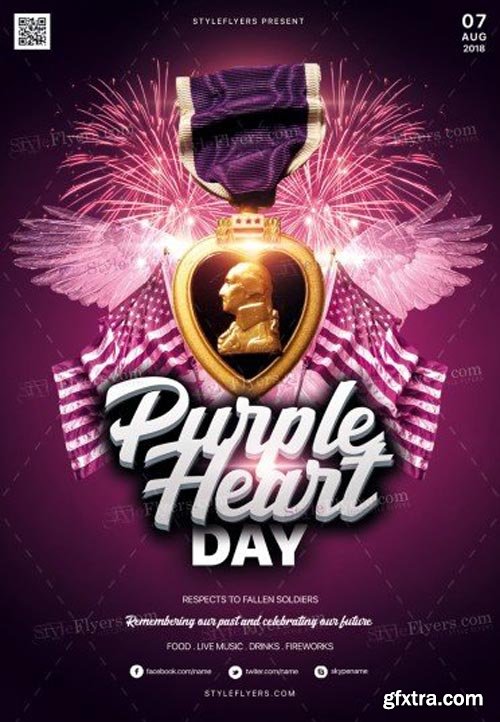 Purple Heart Day V1 2018 PSD Flyer Template