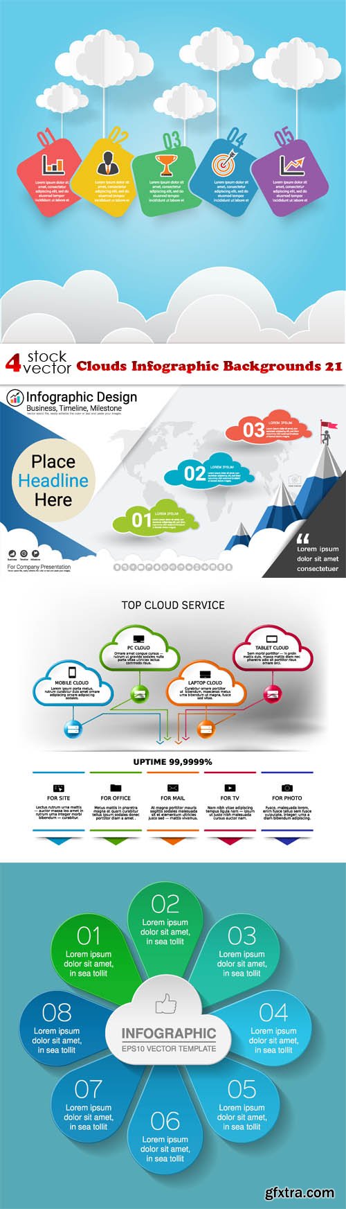 Vectors - Clouds Infographic Backgrounds 21