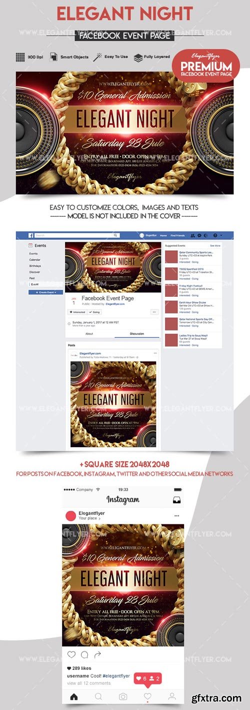 Elegant Night V1 2018 Facebook Event + Instagram template