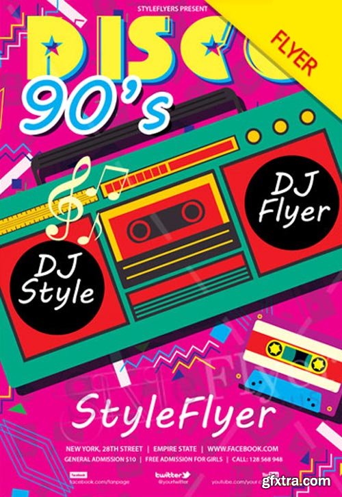 Disco 90s V2 2018 Flyer PSD Template