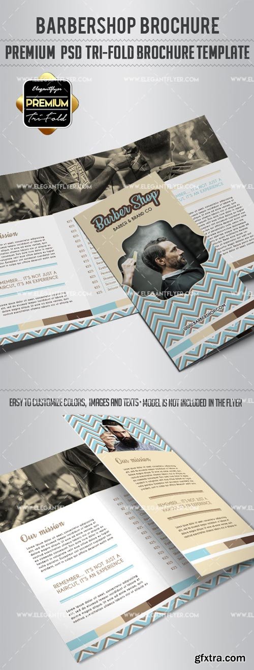 Barber Shop V5 2018 Tri-Fold Brochure PSD Template