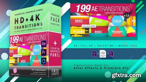 Videohive 199 Transitions Pack V1.2 4K 8934642