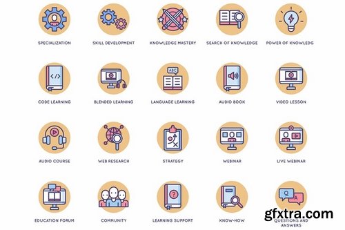 Online Education Rounded Flat Icons