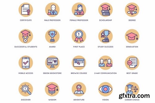 Online Education Rounded Flat Icons