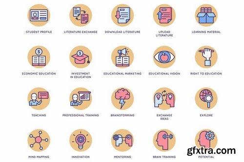 Online Education Rounded Flat Icons