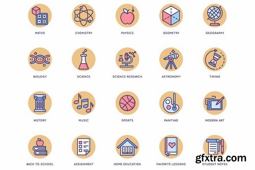 Online Education Rounded Flat Icons