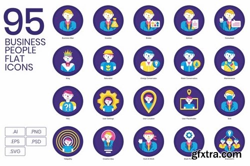 95 Business People Flat Icons