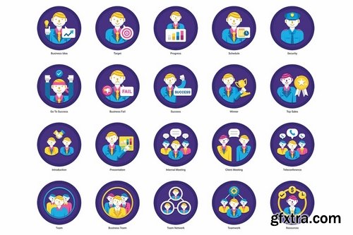 95 Business People Flat Icons