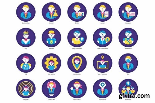 95 Business People Flat Icons