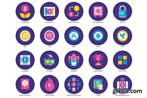 95 Cryptocurrency Flat Icons