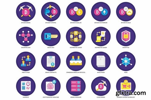 95 Cryptocurrency Flat Icons