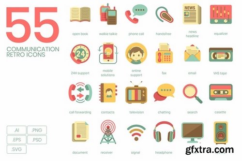 Communication Retro Flat Icons