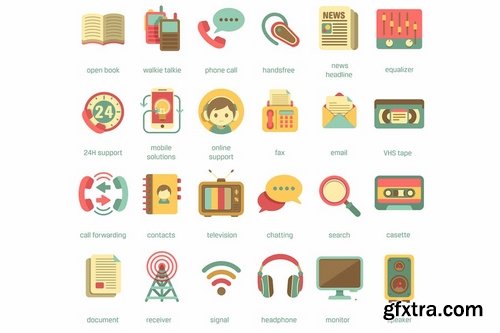 Communication Retro Flat Icons