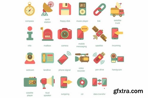 Communication Retro Flat Icons