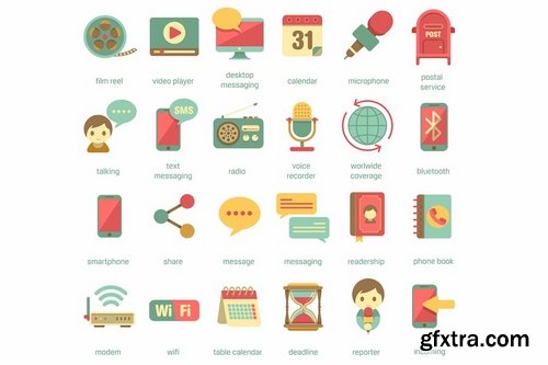 Communication Retro Flat Icons