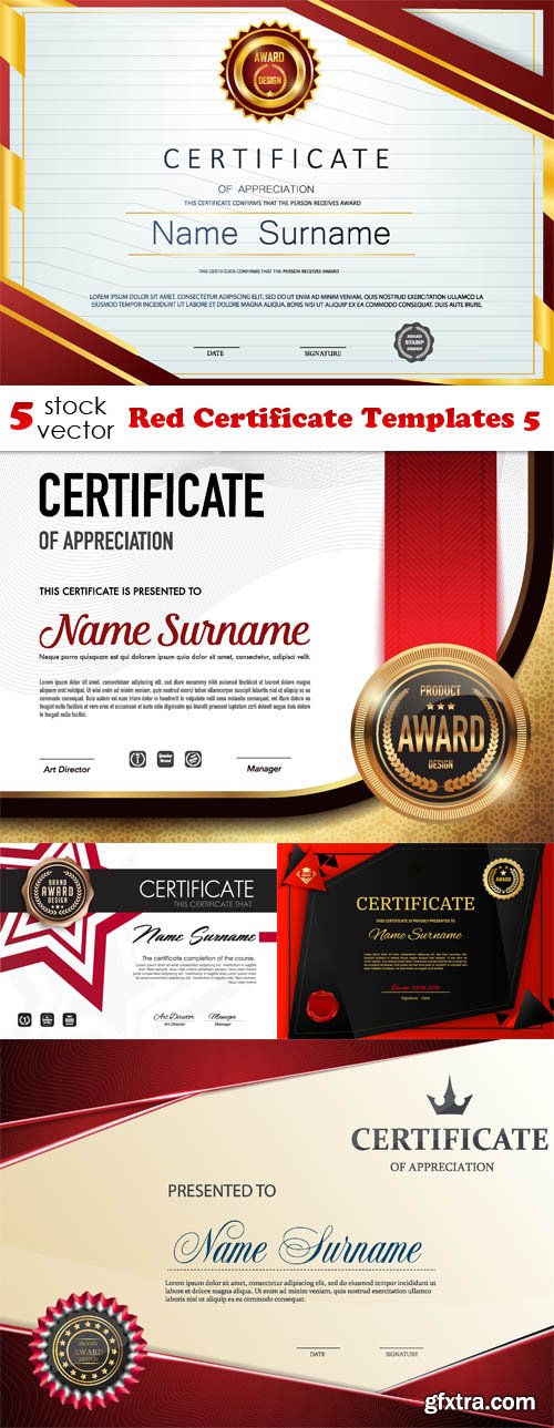 Vectors - Red Certificate Templates 5