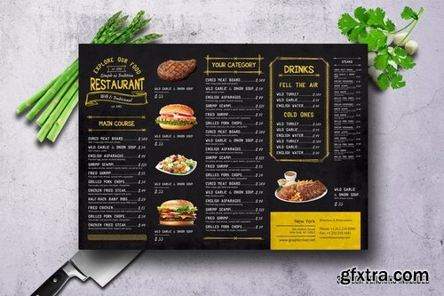 Vintage A3 Food Menu - 3 Color Versions