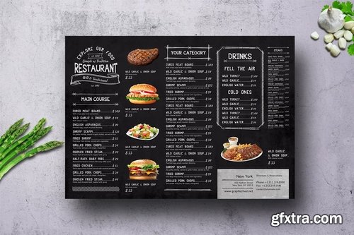 Vintage A3 Food Menu - 3 Color Versions